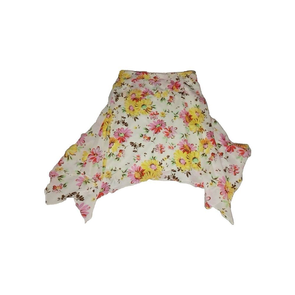 Pierre Cardin vintage floral handkerchief skirt 12 Flouncy 80's asymmetrical